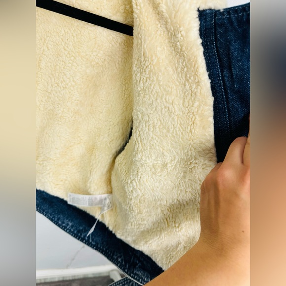 TOPSHOP Tibet Borg Denim Acid Washed Sherpa Lined Jacket - Picture 6 of 8